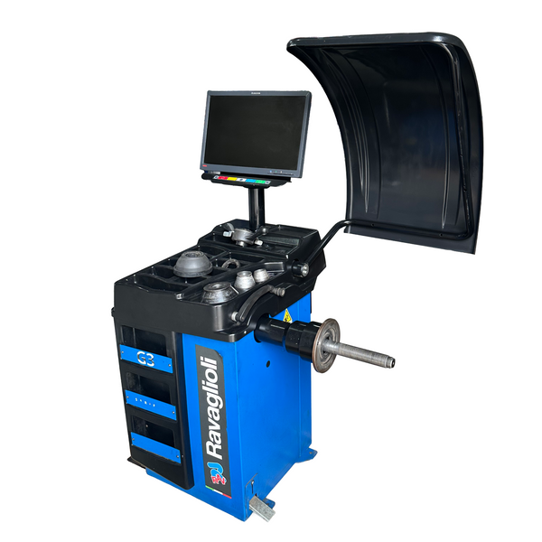Microprocessor-controlled electronic wheel balancer Ravaglioli G3.150