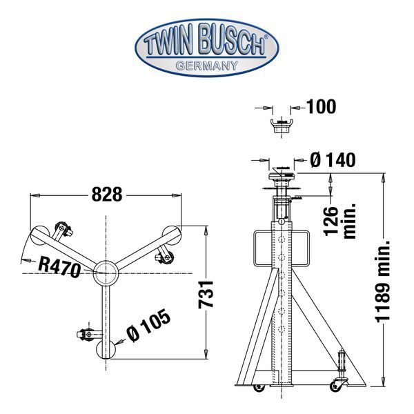 7.5 t Axle Stand Twin Busch TW575-USB