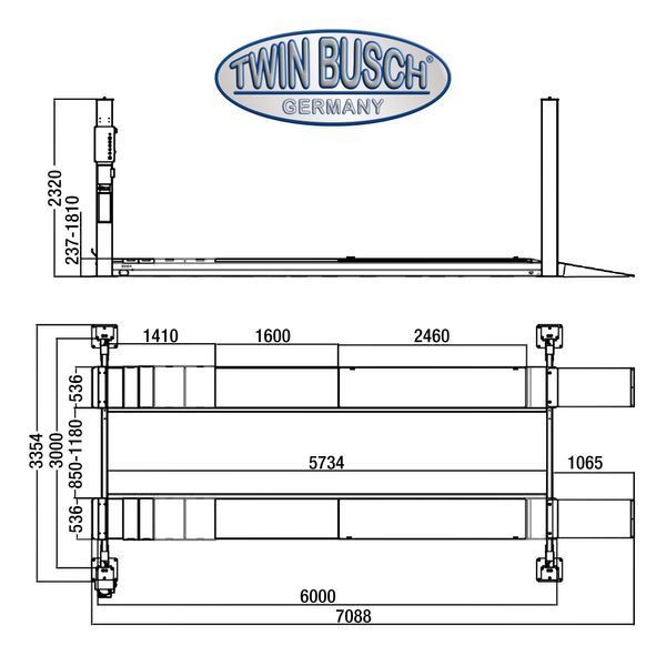 TwinBusch TW465E-400-FZ 6.5т Підіймач чотиристійковий оцинкований TW465E-400-FZ фото TwinBusch TW465E-400-FZ 6.5т Підіймач чотиристійковий оцинкований TW465E-400-FZ фото