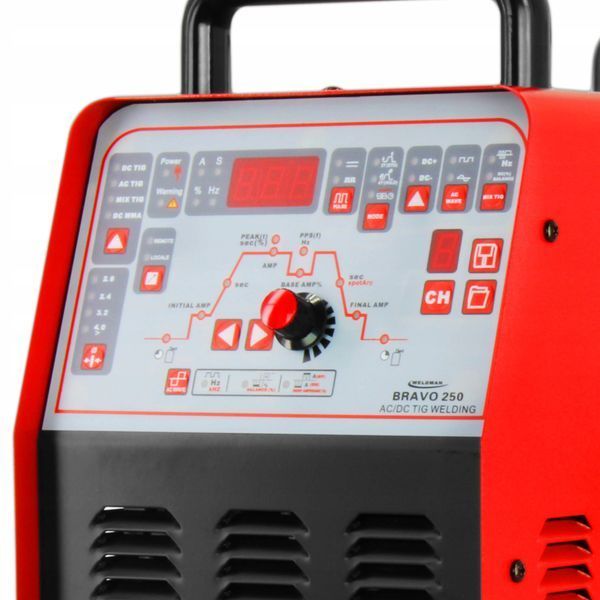 Зварювальний апарат аргонний Weldman BRAVO 250 TIG AC/DC HF PULSE BRAVO250 фото Зварювальний апарат аргонний Weldman BRAVO 250 TIG AC/DC HF PULSE BRAVO250 фото