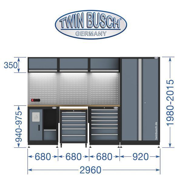 Professional work furniture system for Twin Busch service stations TWWS23