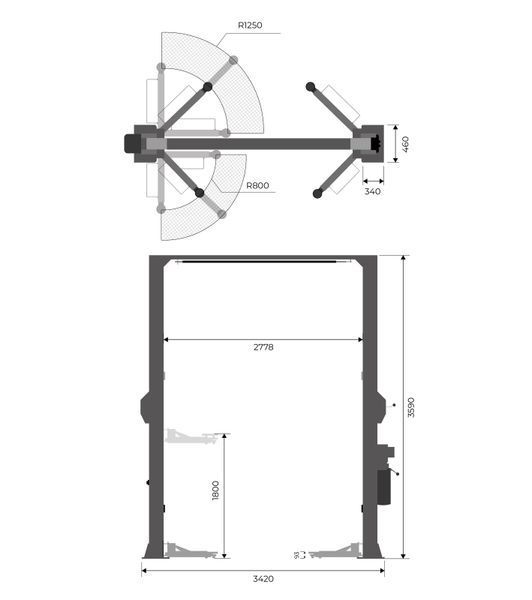 LuxSto GSJ-340 4т Подъемник двухустейчный верхняя синхронизация GSJ102(3) 220V фото