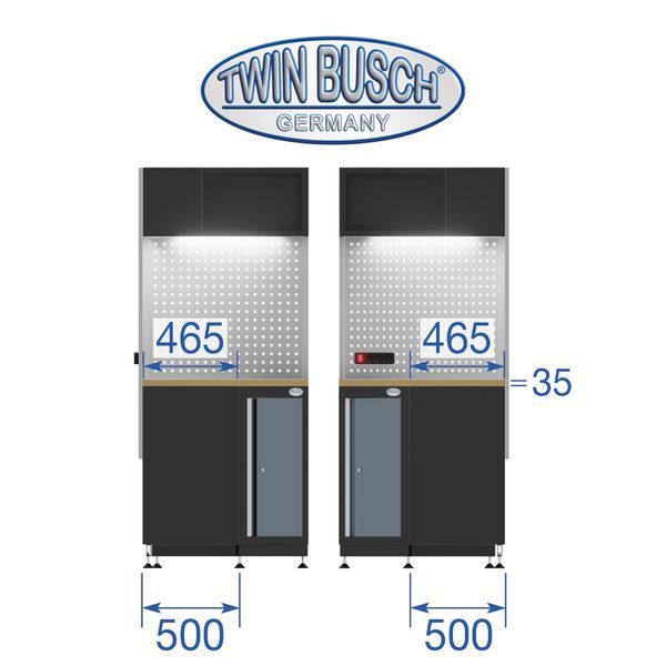 Professional work furniture system for Twin Busch service stations TWWS2C