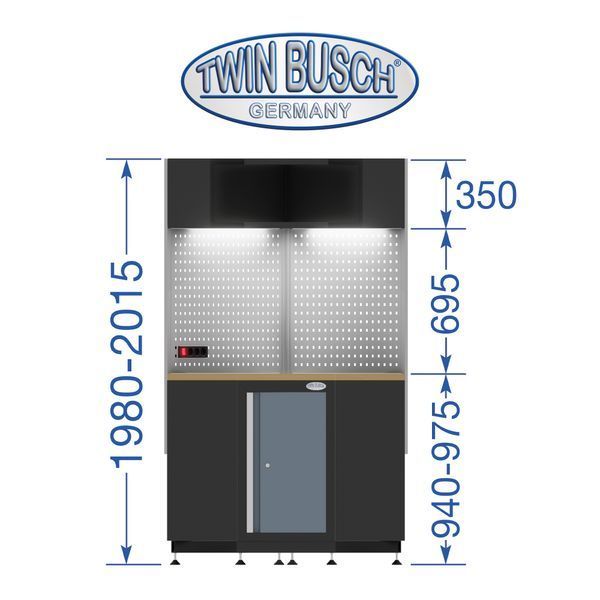 Professional work furniture system for Twin Busch service stations TWWS2C