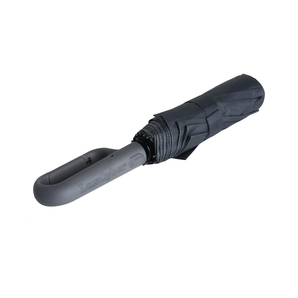 Foldable umbrella LuxCyber: fully automatic, anti-wind, carabiner handle
