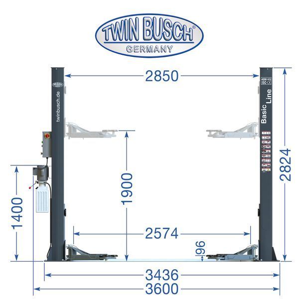 Підіймач Twin Busch 4.2 т - BASIC LINE - GREY-Line 230V TW242M-230-G фото