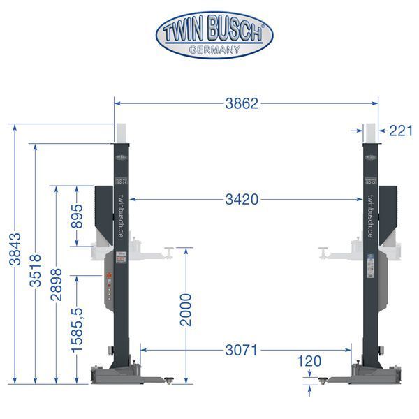 Twin Busch 8т TW280W-G Підіймач безтросова синхронізація TW280W-400-G фото Twin Busch 8т TW280W-G Підіймач безтросова синхронізація TW280W-400-G фото